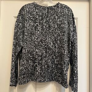 Eileen Fisher Prism Silk Organic Cotton Black and White Blouse Box Top Small